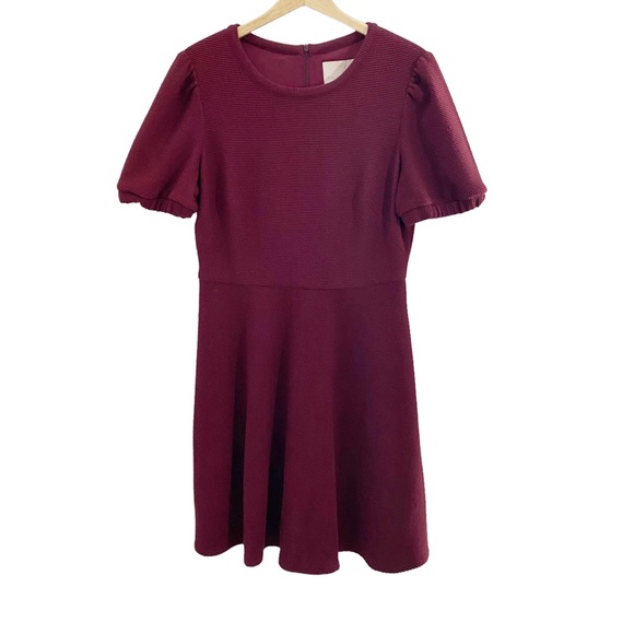Gal Meets Glam Red Vino Kristen Puff Sleeve Fit And Flare Pocket Dress, Size 12 - Picture 3 of 16
